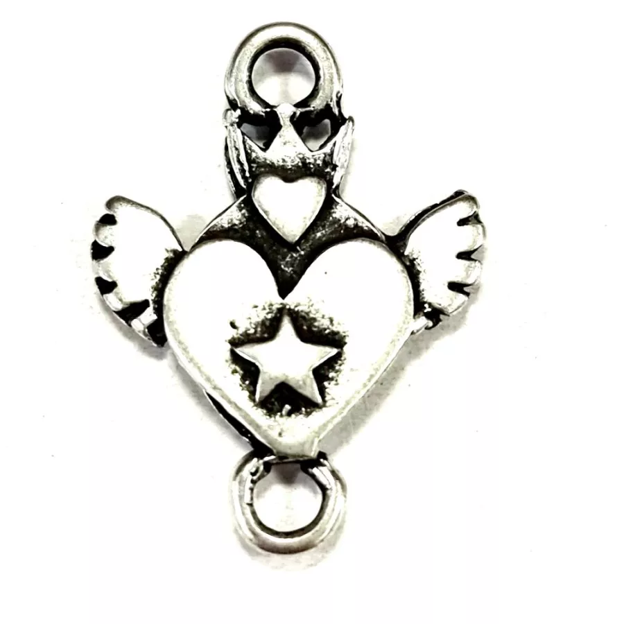 Intercalaire coeur ailé avec deux anneaux