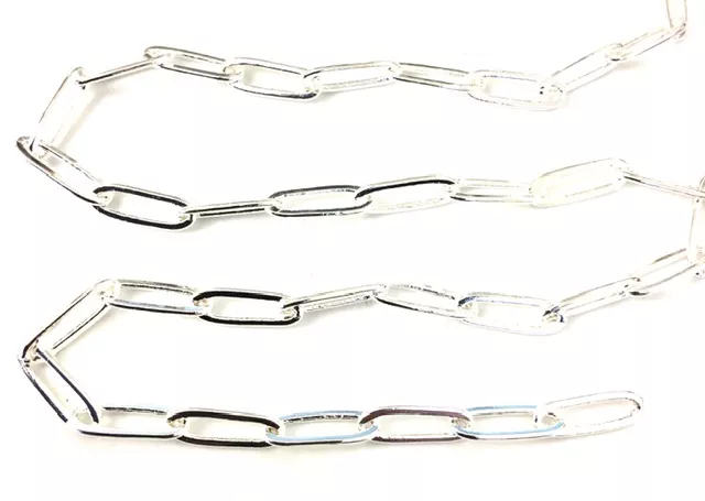 Chaine trombone 12.2x4.2mm, plaquée argent vif  10microns en France