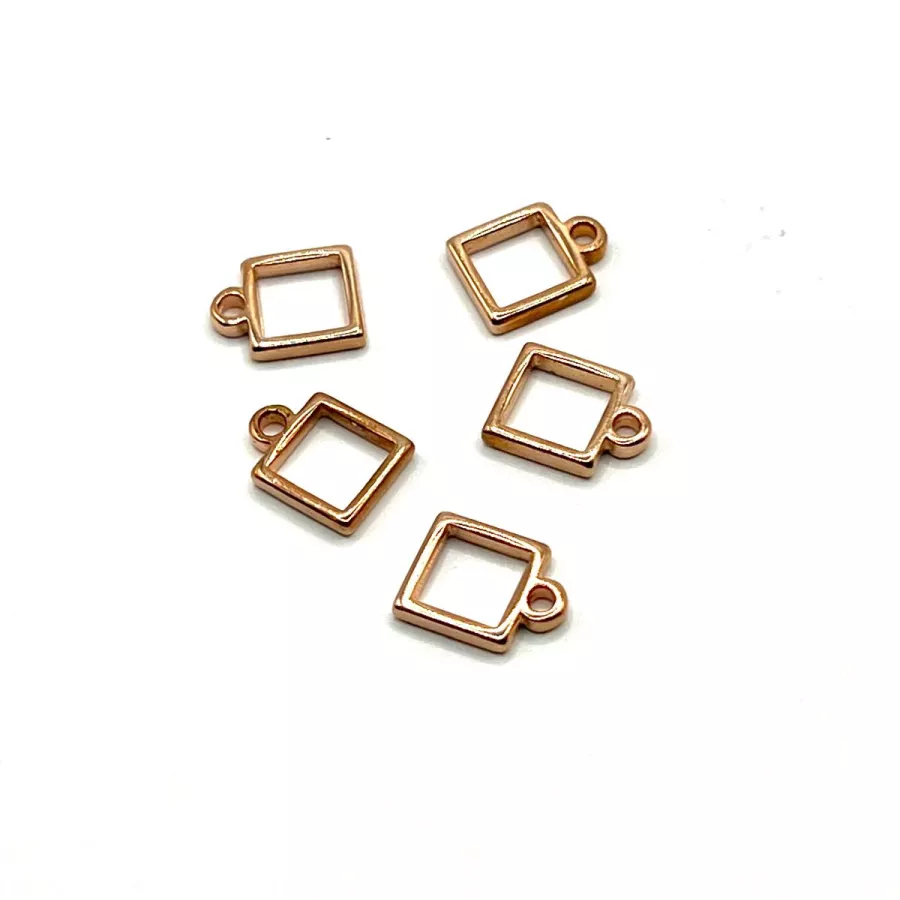 Pendant carré évidé plaqué or rose