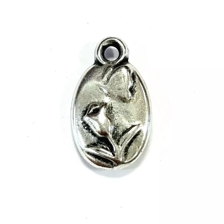 Pendant médaille tulipe avec papillon