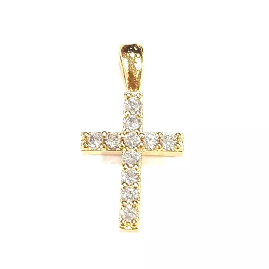 Pendant croix en laiton avec strass