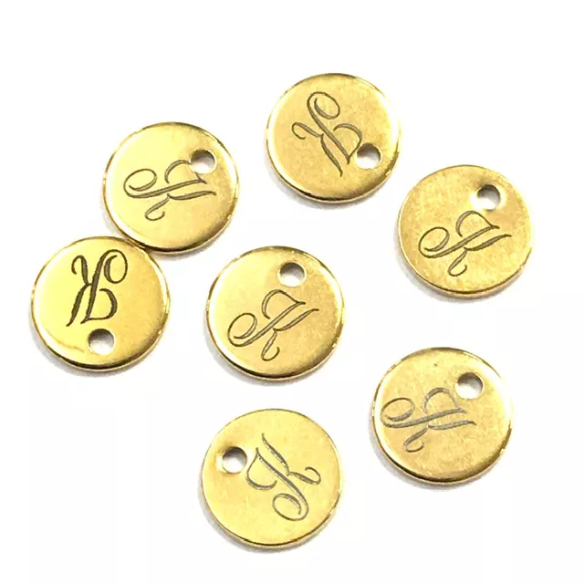 Médaille en acier doré  8mm avec gravure laser de votre choix