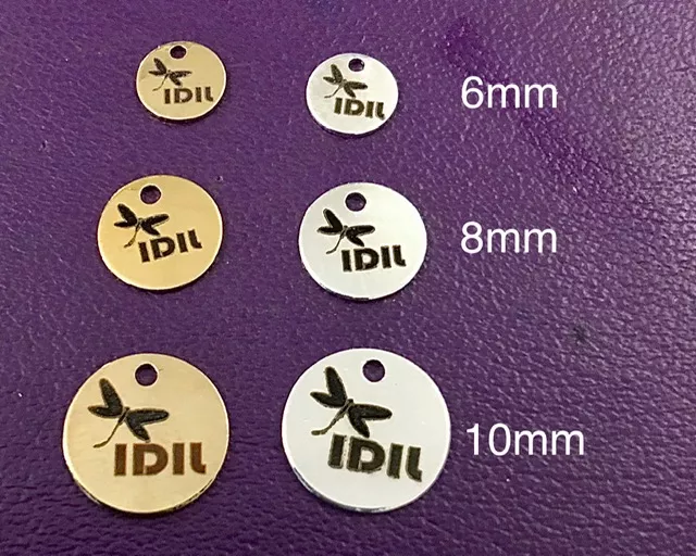 Pendant en laiton 10mm doré à l'or fin 1micron en FR avec gravure inclue