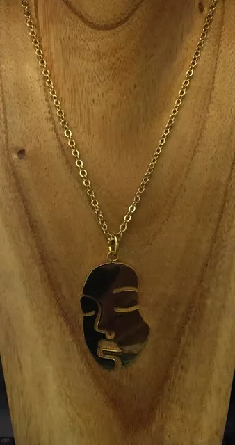 Pendant visage en laiton doré à l'or fin 18 carat
