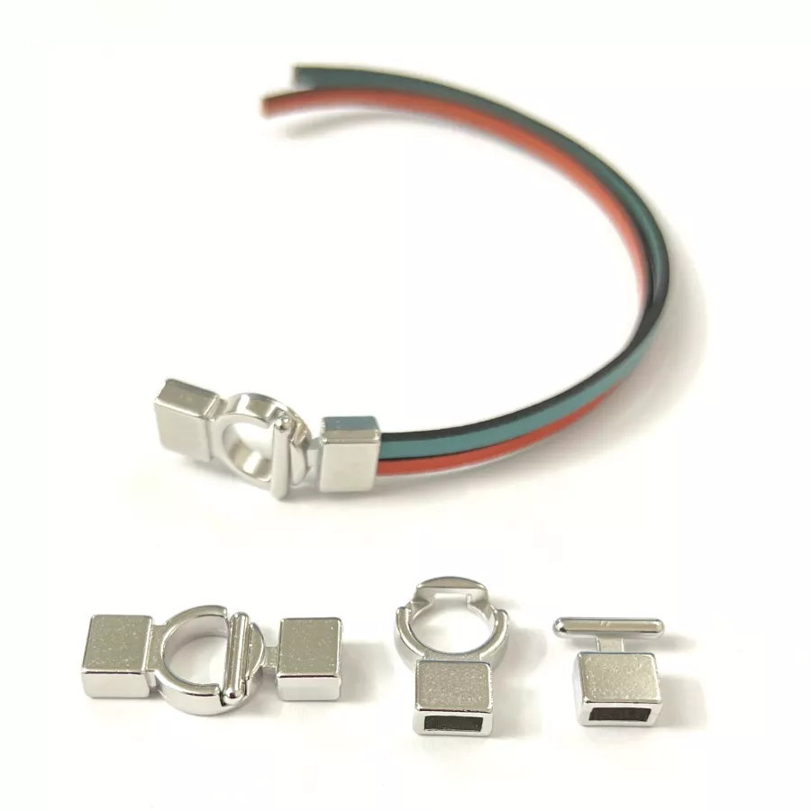 Fermoir en zamac plaqué bronze blanc pour cuir 6x2.6mm