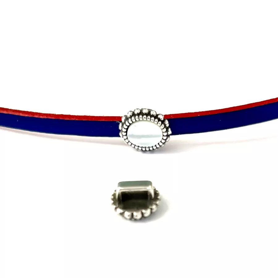 Passant avec nacre véritable pour cuir 5mm