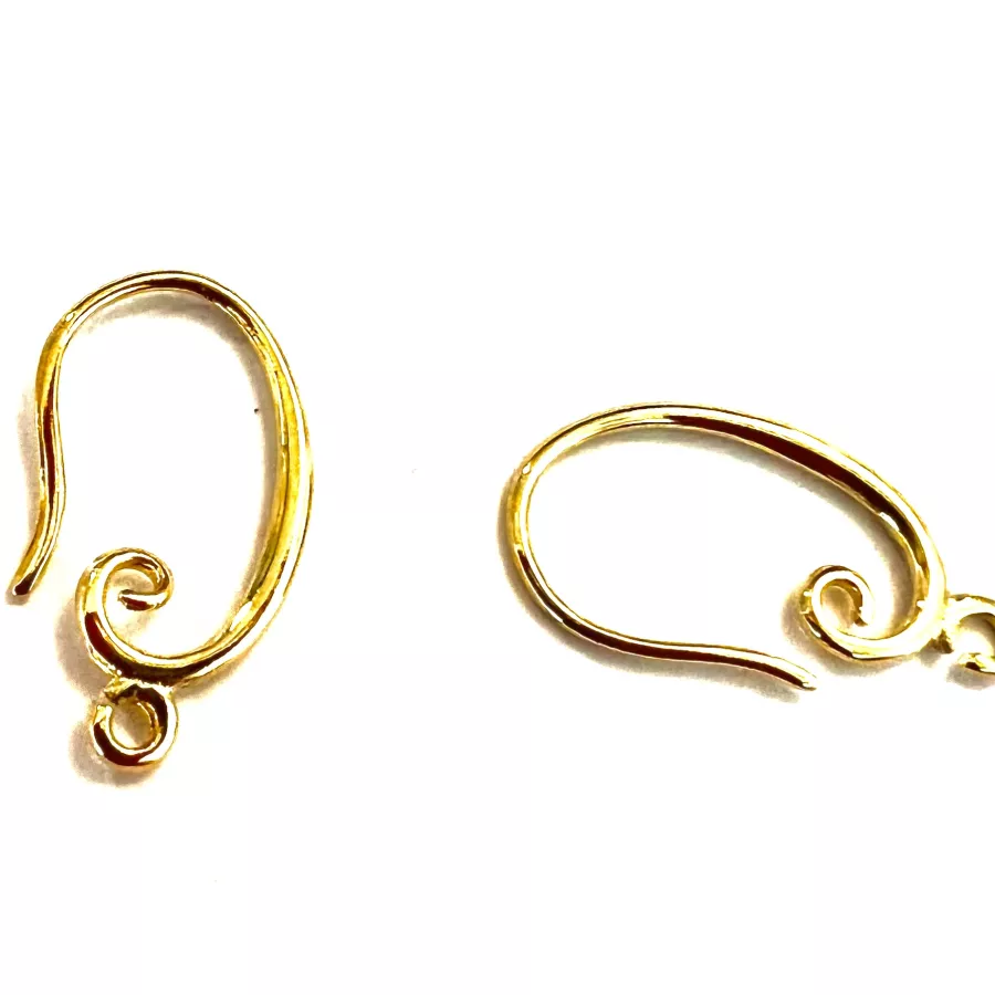 Dormeuses en laiton dorées à l'or fin 24 carats