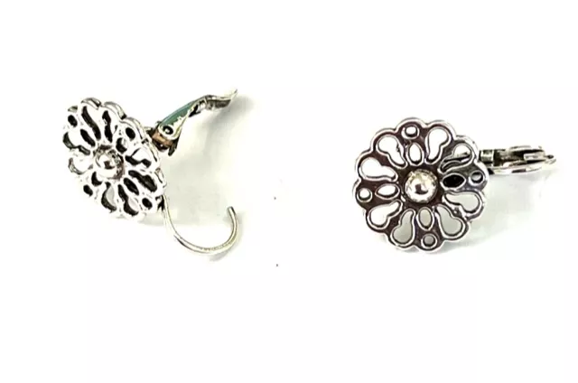 Dormeuses étain, fab. Française, plaq. 10 microns ARGENT ANTIQUE