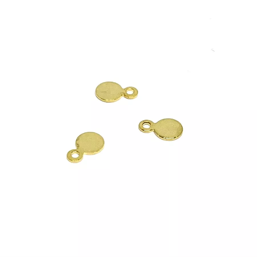 petite médaille 4.5mm en laiton doré à l'or fin 24 carat 