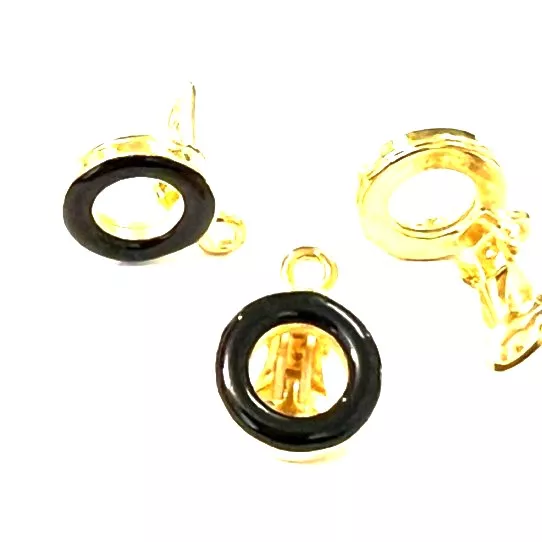 Boucles d'oreilles doré à clips émaillés, 14mm diamètre 