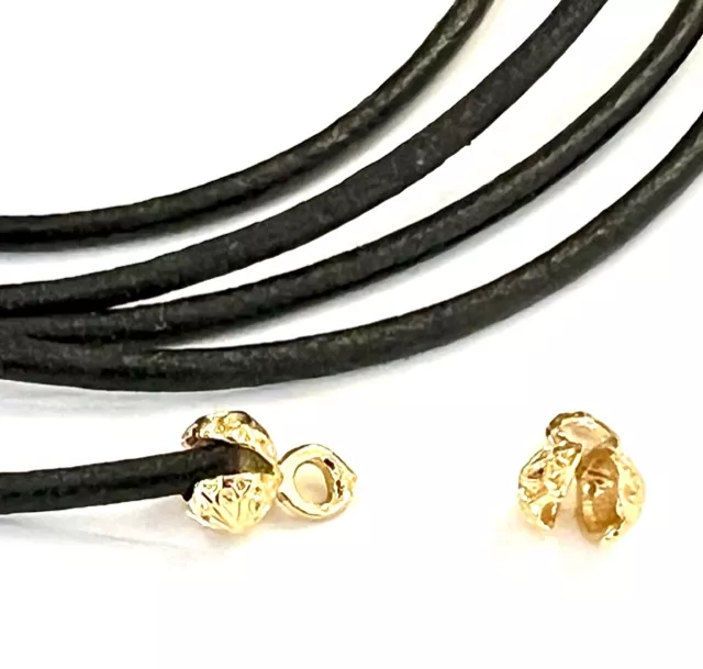 Embout laiton doré à ecraser pour cuir -chaine de 1 à 2.5mm