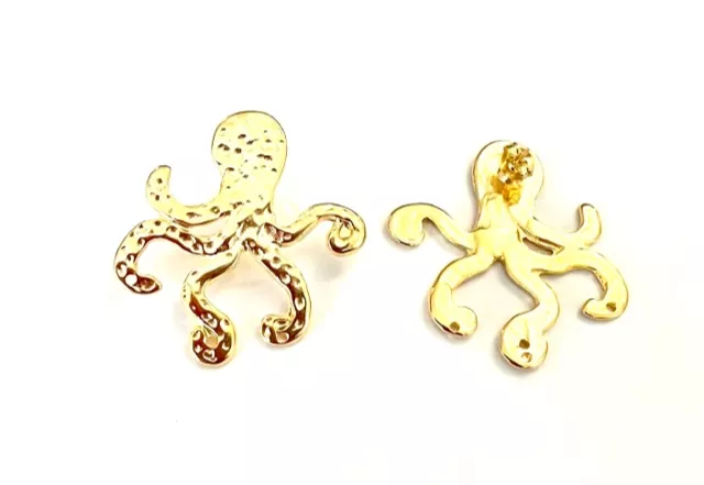 Boucles d'oreilles à clous en forme de pieuvre doré