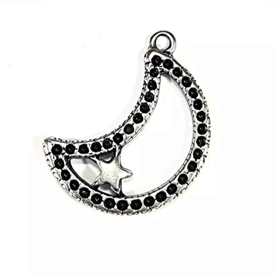 Pendant lune à strasser avec petite étoile
