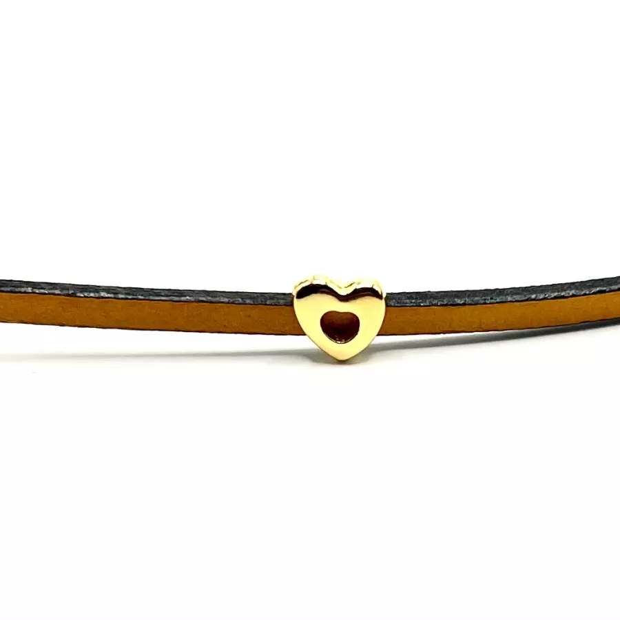 Passant coeur doré pour cuir 3mm 