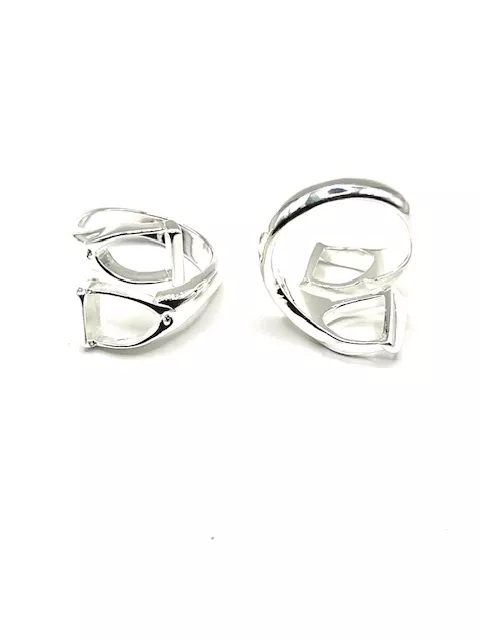 Bague étrier en etain plaquée argent vif 10microns