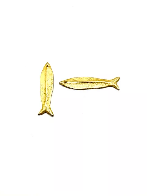2 Pendants poisson en doré mat 63.6x 14.5 mm