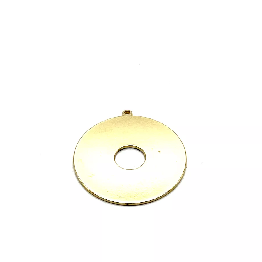 3Pendants médailles troués en laiton plaqué OR 30mm