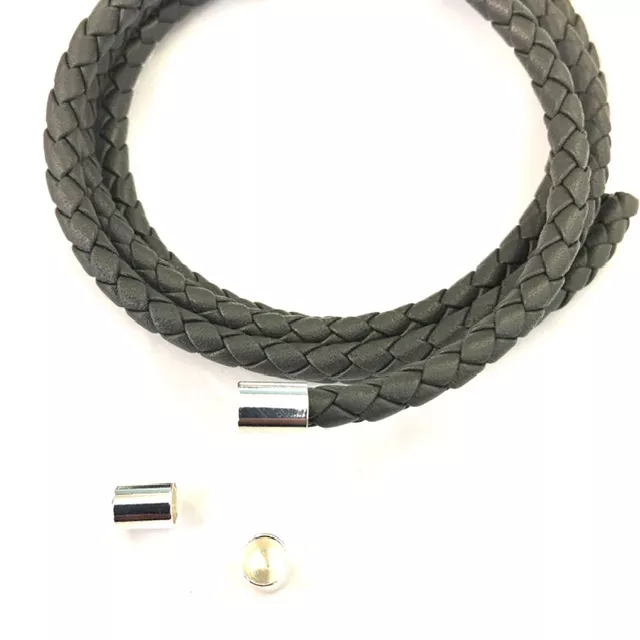 Embout de finition 5mm cuir rond, laiton pl argent vif FR